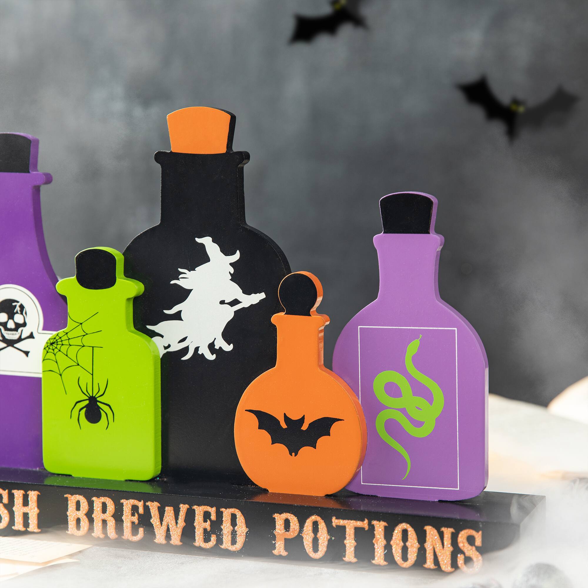 Glitzhome® 14" Halloween Poison Bottles Table Décor